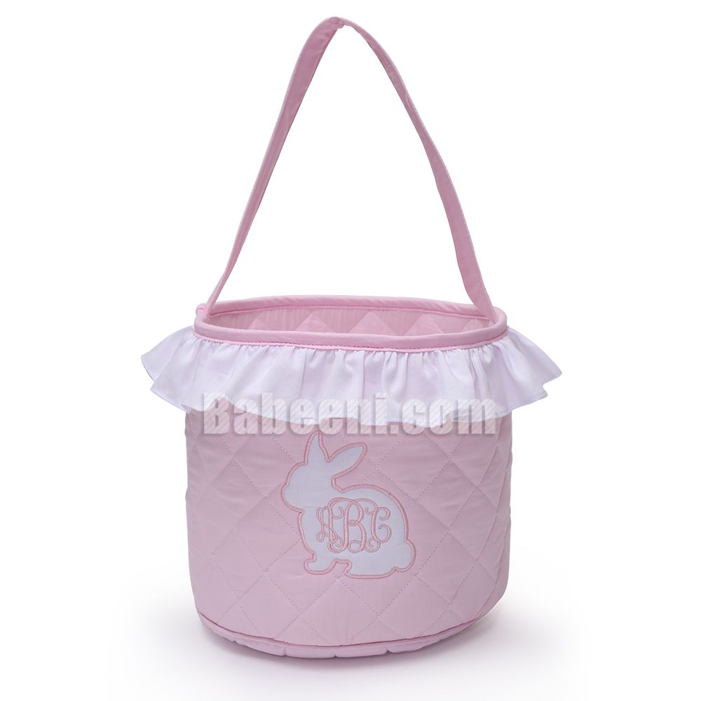 Pink monogrammed applique Bunny baby handbag - KB 16